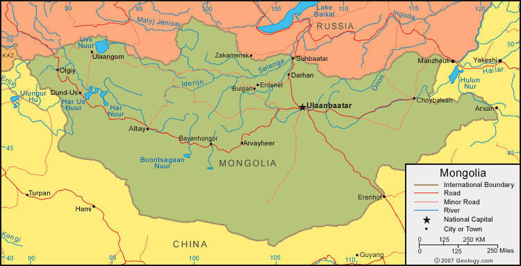 Mongolia political map