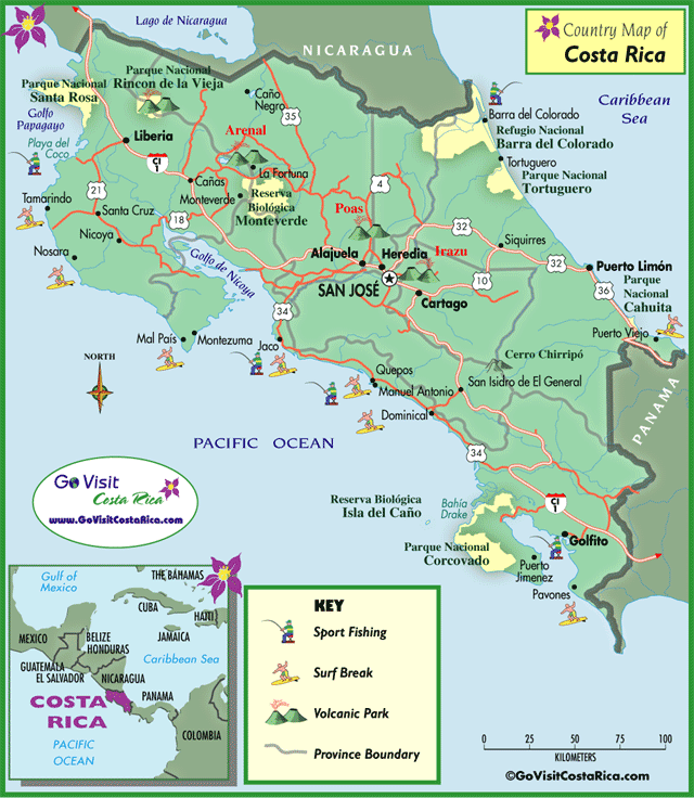 Costa Rica Country Map