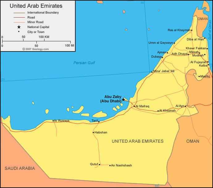 United Arab Emirates political map